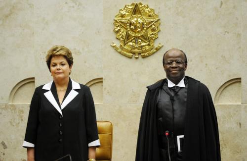 Brazilian President Dilma Rousseff, left, with Joaquim Barbosa